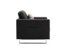 Victoria Dark Gray Linen Fabric Loveseat Chair Living Room Set with Metal Legs, Side Pockets, and Pillows