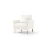 Mid-Century Modern Velvet Fabric Accent Chair Armchair for Living Room Bedroom Channel Tufted Upholstered Comfortable Cream Color Reading Armchair