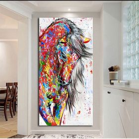 Oil Painting Handmade Hand Painted Wall Art Mintura Modern Abstract Horse Animal choose size luxurious decorative painting (Hand Painted Oil Horizontal Abstract choose size: 150x220cm)