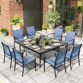 7/9-Piece Patio Dining Set, Outdoor Furniture Set with Textilene Chairs and Dining Table for Deck Garden Backyard Lawn Poolside (Color: 9-piece Blue)